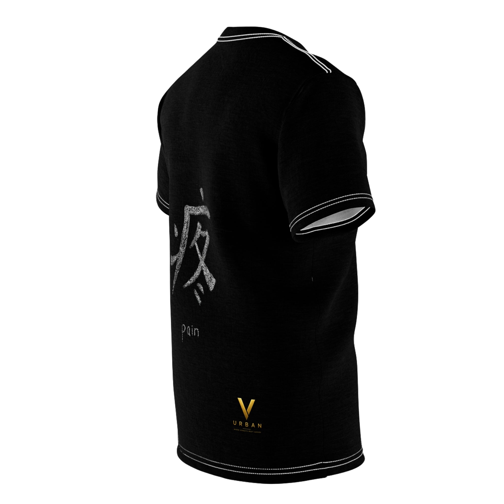 V URBAN: "Silent Ache" Chalk-Graphic Heavyweight Tee – Onyx Black
