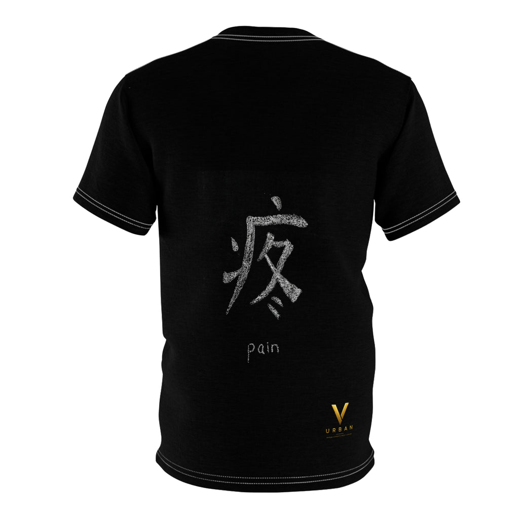 V URBAN: "Silent Ache" Chalk-Graphic Heavyweight Tee – Onyx Black