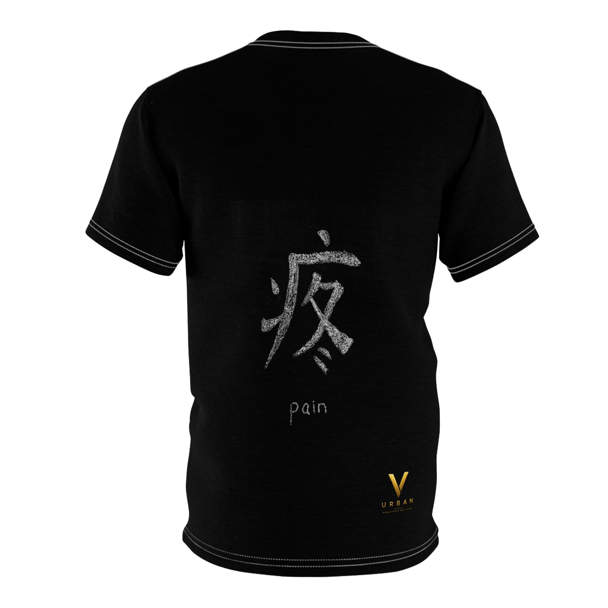 V URBAN: "Silent Ache" Chalk-Graphic Heavyweight Tee – Onyx Black