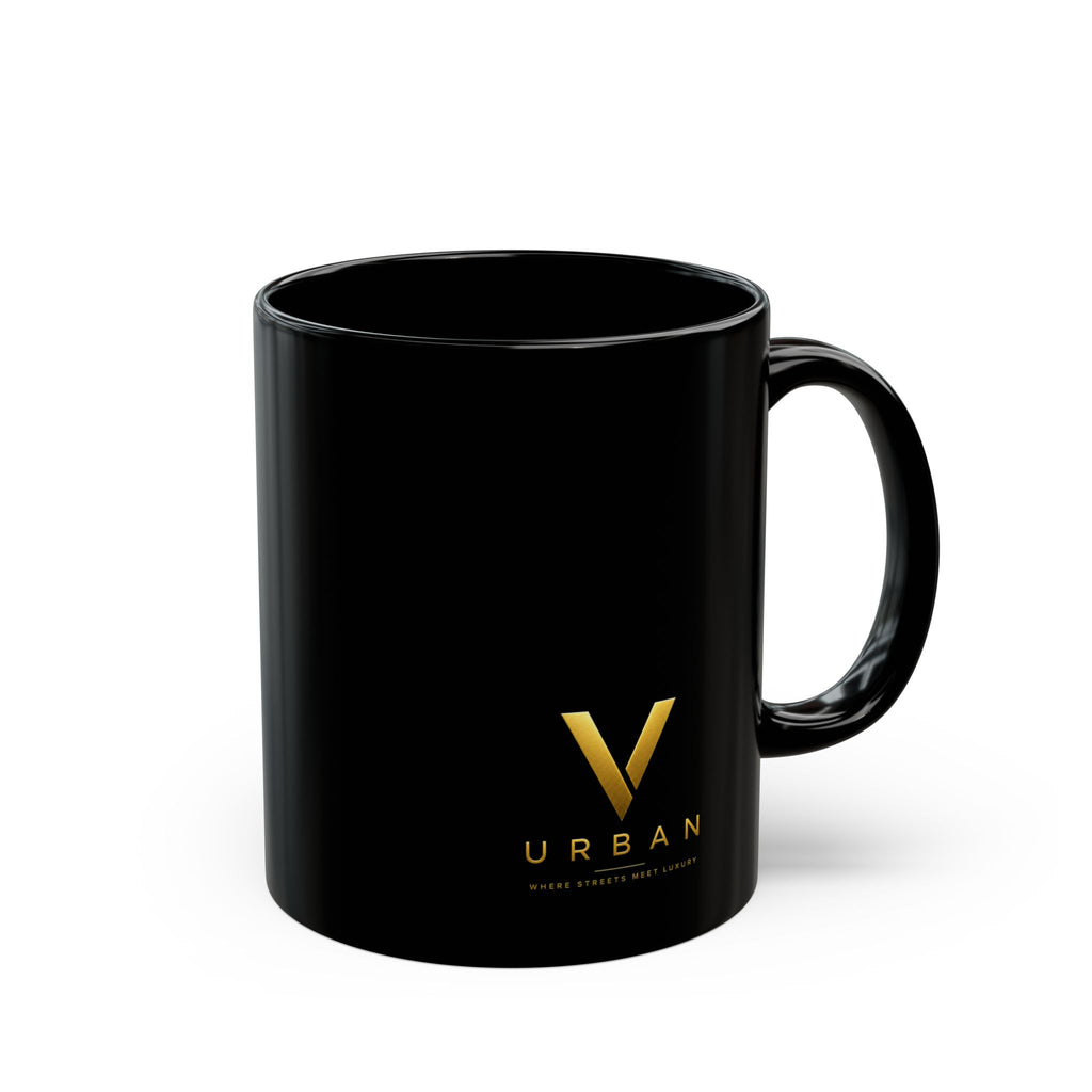Gold V URBAN mug | Black ceramic coffee cup|
