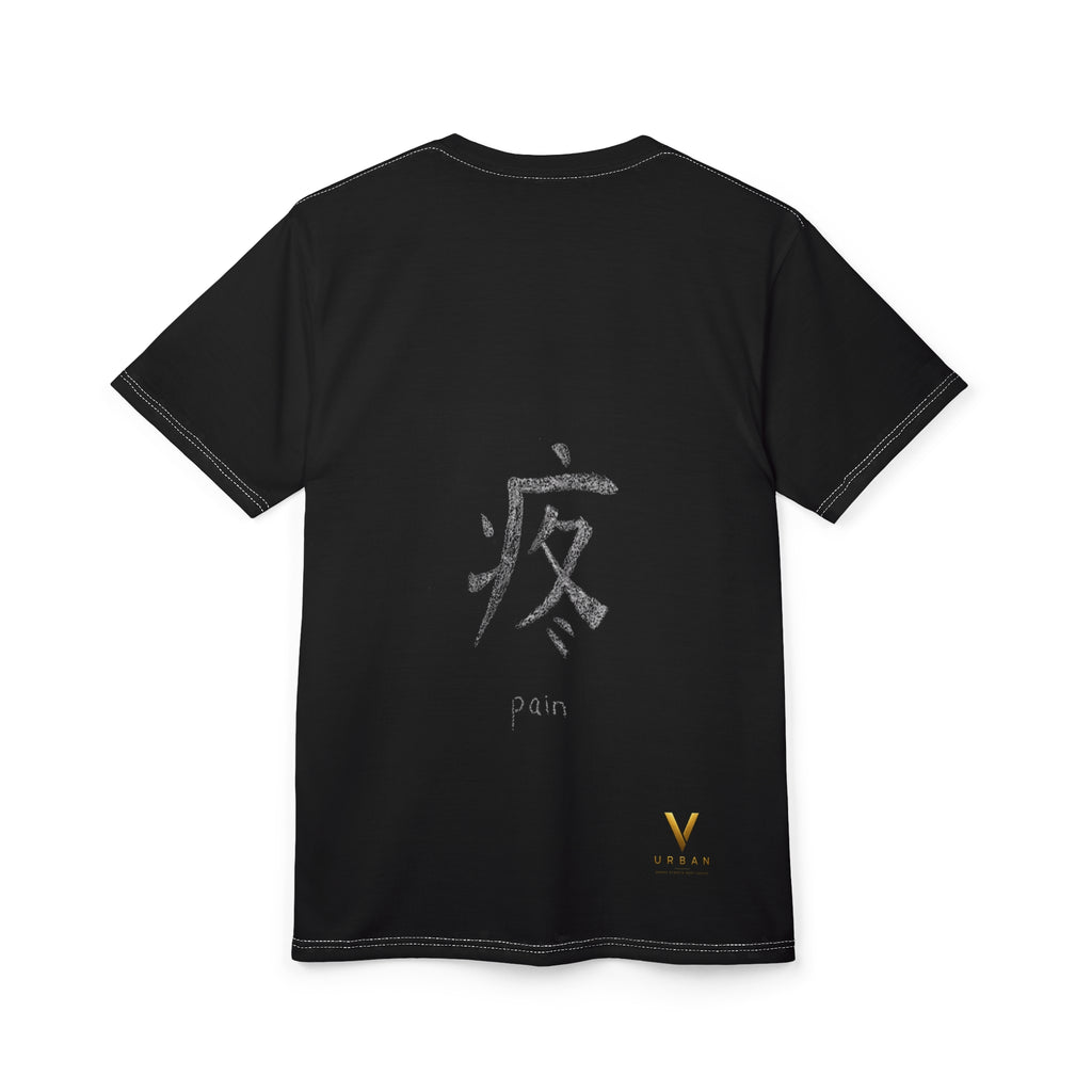 V URBAN: "Silent Ache" Chalk-Graphic Heavyweight Tee – Onyx Black
