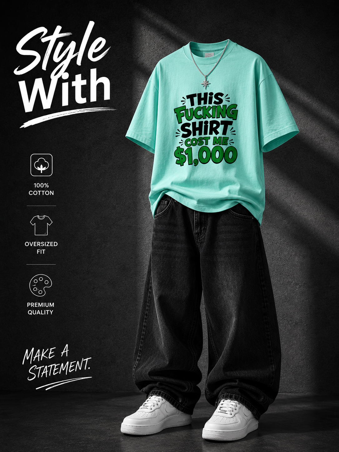 V URBAN~ | THIS F*CKING SHIRT COST ME $1,000” Oversized Tee| funny tee~