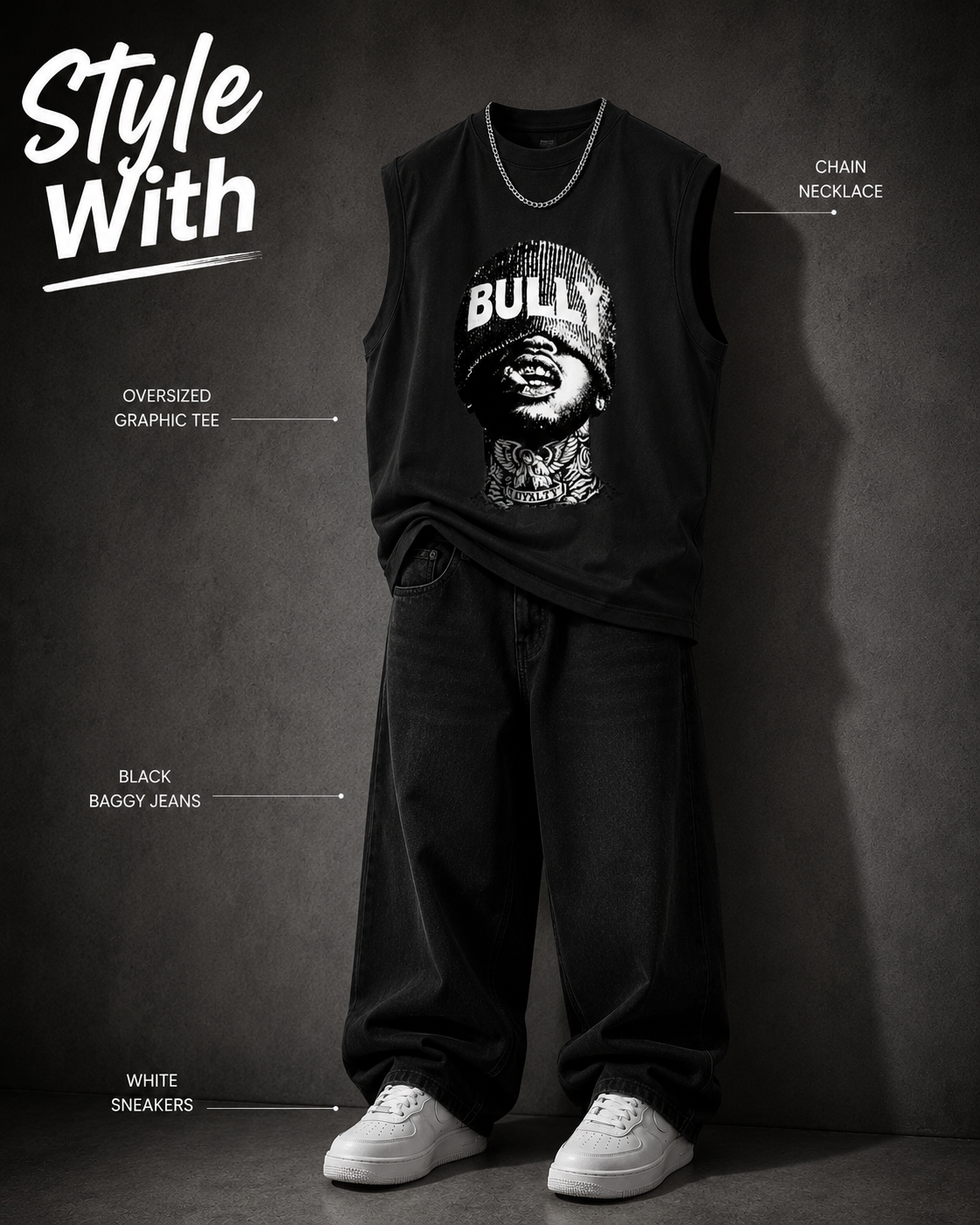 V URBAN | Bully Graphic Sleevless T-Shirt |