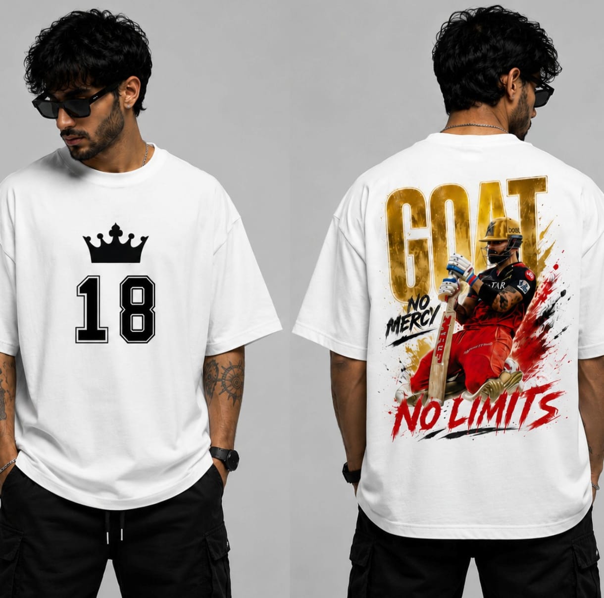 V URBAN The RCBIAN'S | No Mercy, No Limits | RCB Virat Kohli Cricket Graphic Tee~